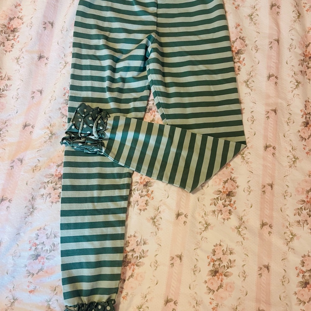 Matilda Jane Striped Green Leggings with Ruffles